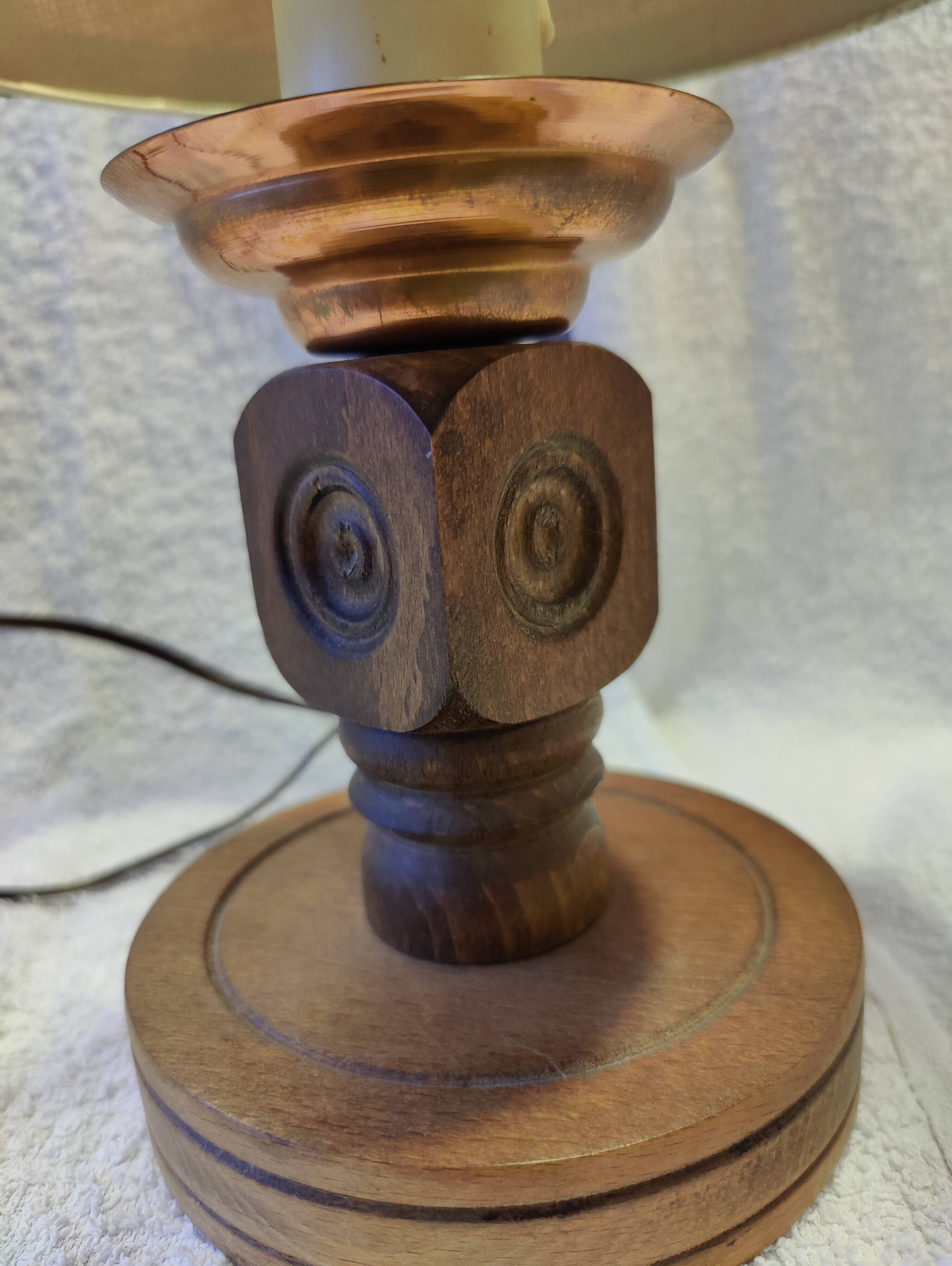 Lampe bois basque style Charles Dudouyt