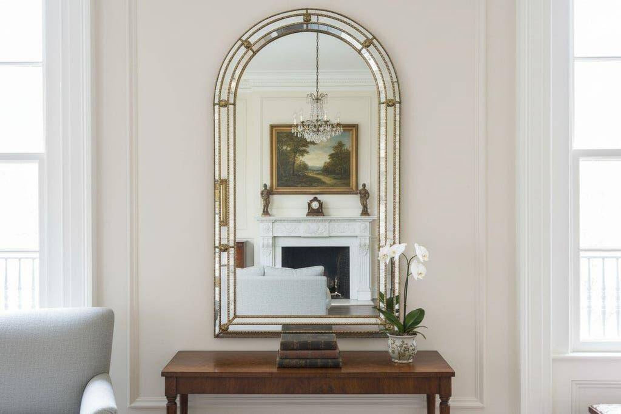 Miroir mural vintage Art déco incurvé
