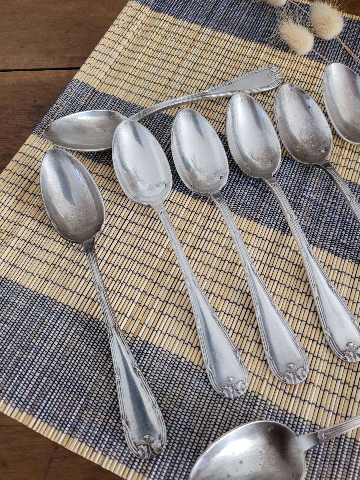 Set of 8 small silver spoons