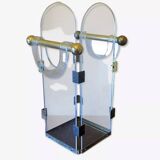 Umbrella stand in brass and clear lucite / plexiglass, 1960s