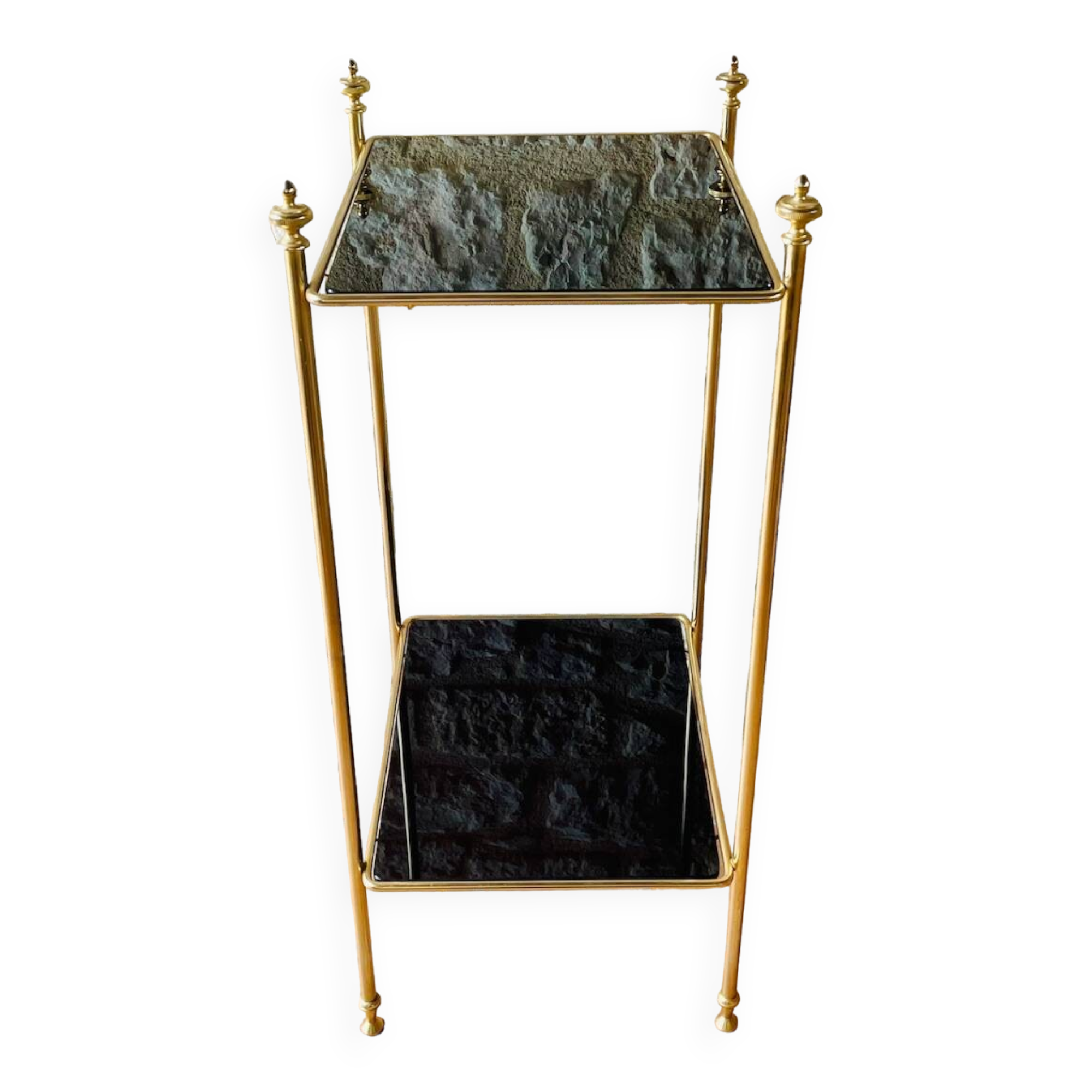 Vintage brass and glass side table circa 70's