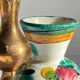 Vintage handcrafted ceramic and brass vases