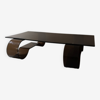 Coffee table in smoked brown plexiglass, roche bobois 1970