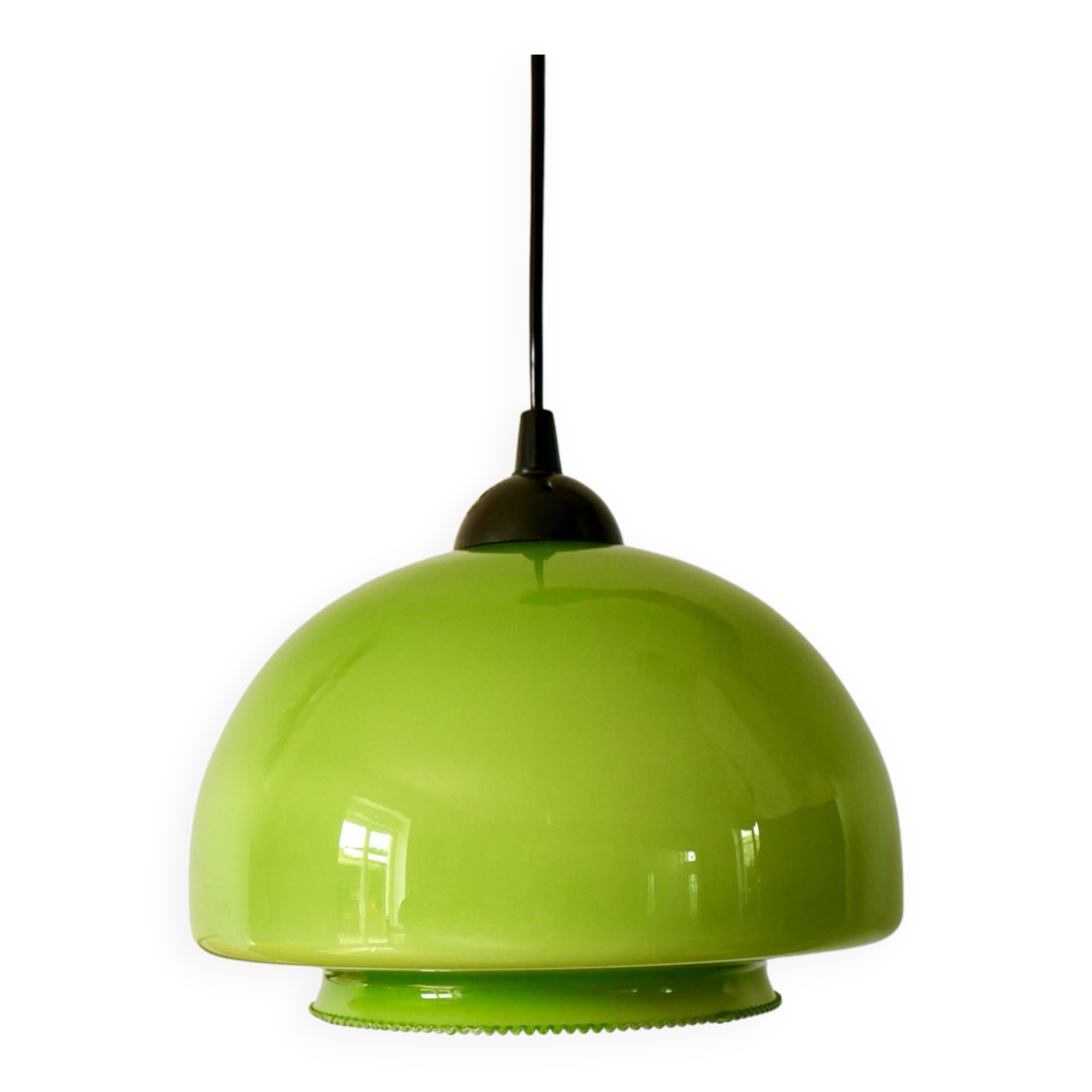 Suspension in green opaline mushroom design 60s-70s