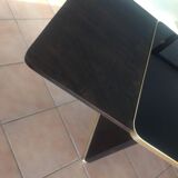 Table basse avec plateau en verre noir relevable et rallonges années 40-50
