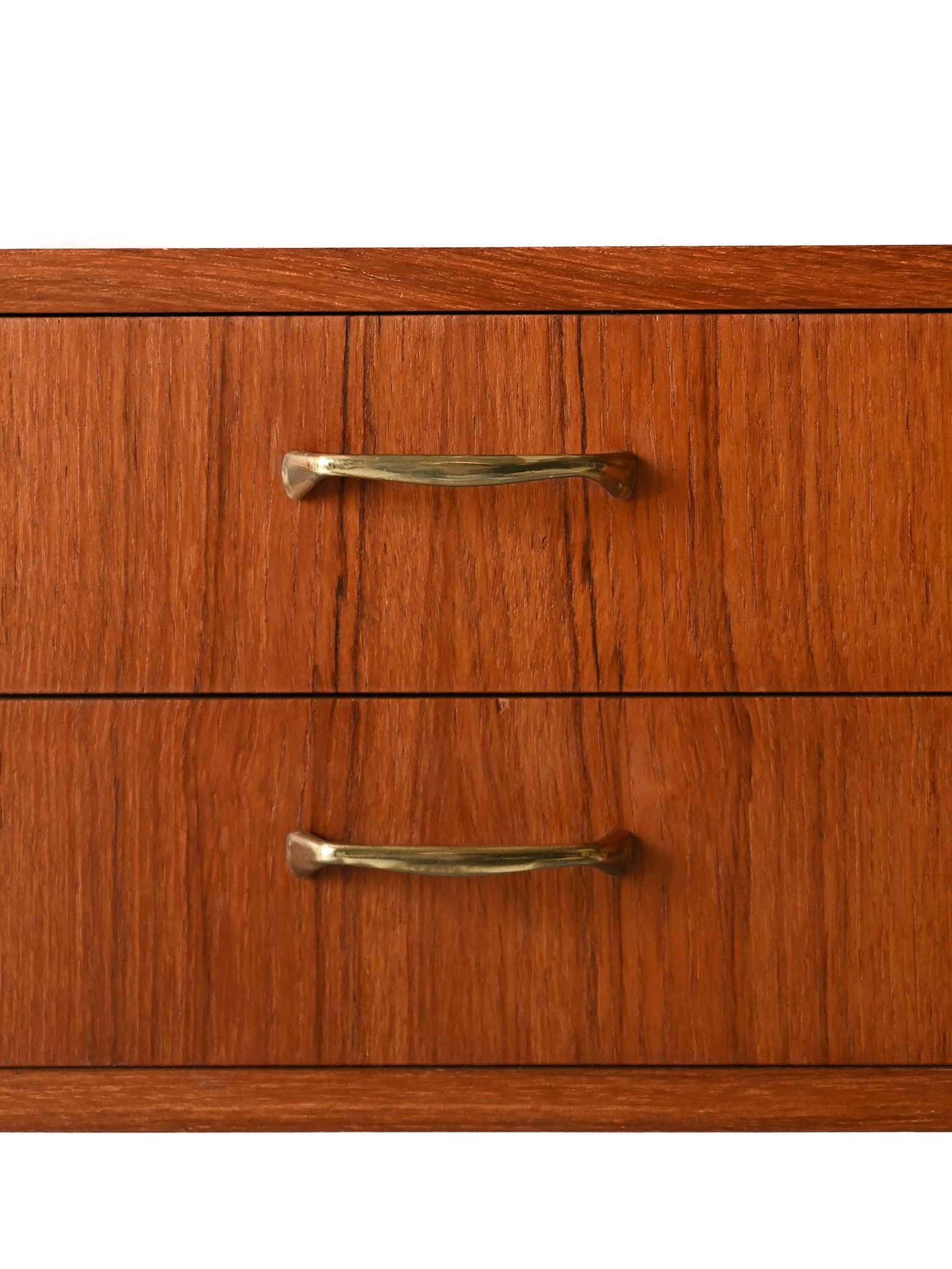 1950s Scandinavian Teak Nightstand with Brass Handles
