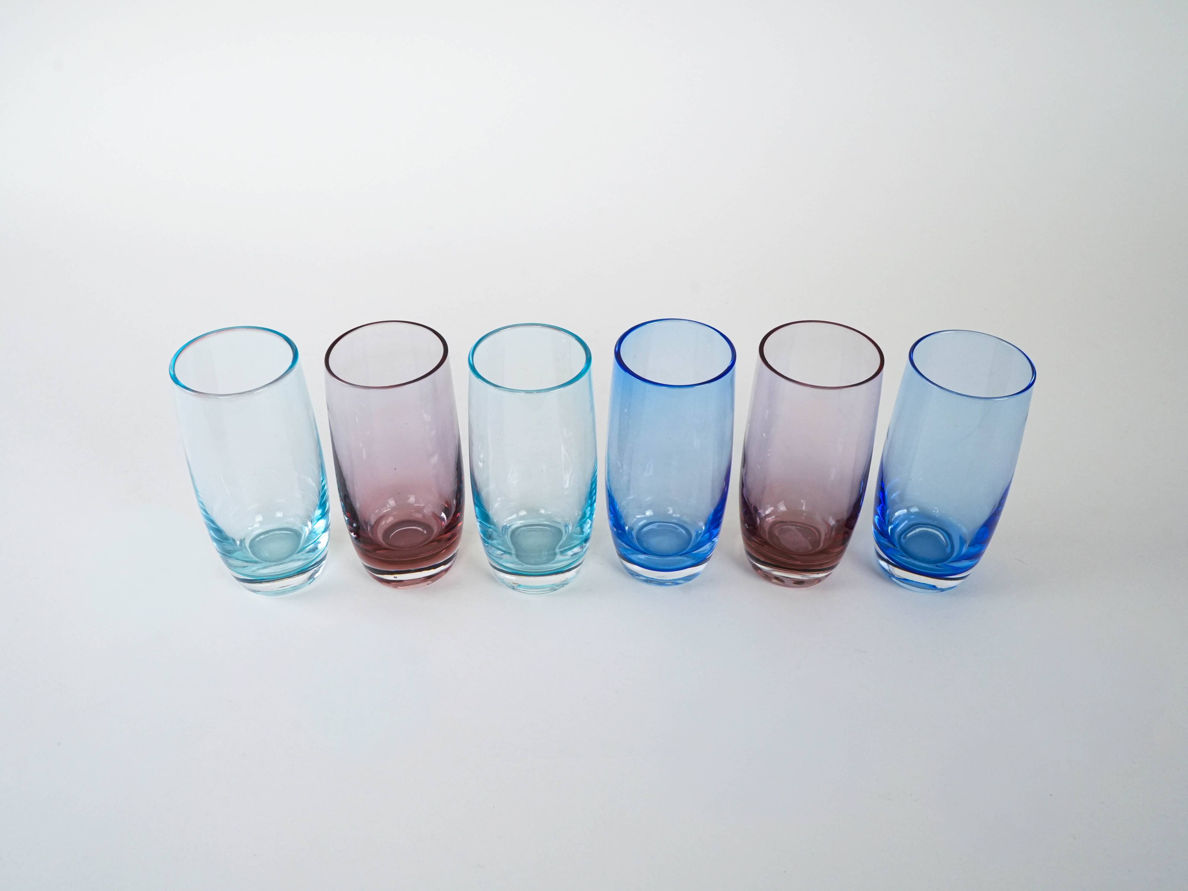 Set of colourful glasses, Italian design, 1980s, production: Italy