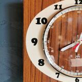 Vintage formica clock rectangular silent wall clock "Japy cream wood"