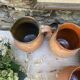 set of terracotta jugs country style