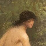 Tableau ancien femmes au bain