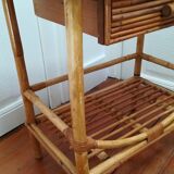 Rattan and vintage bamboo bedside table