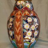 Rare Huge Unique Coloquinte Vase Enamels Art Deco 1930 45cms Cerabelga Top++