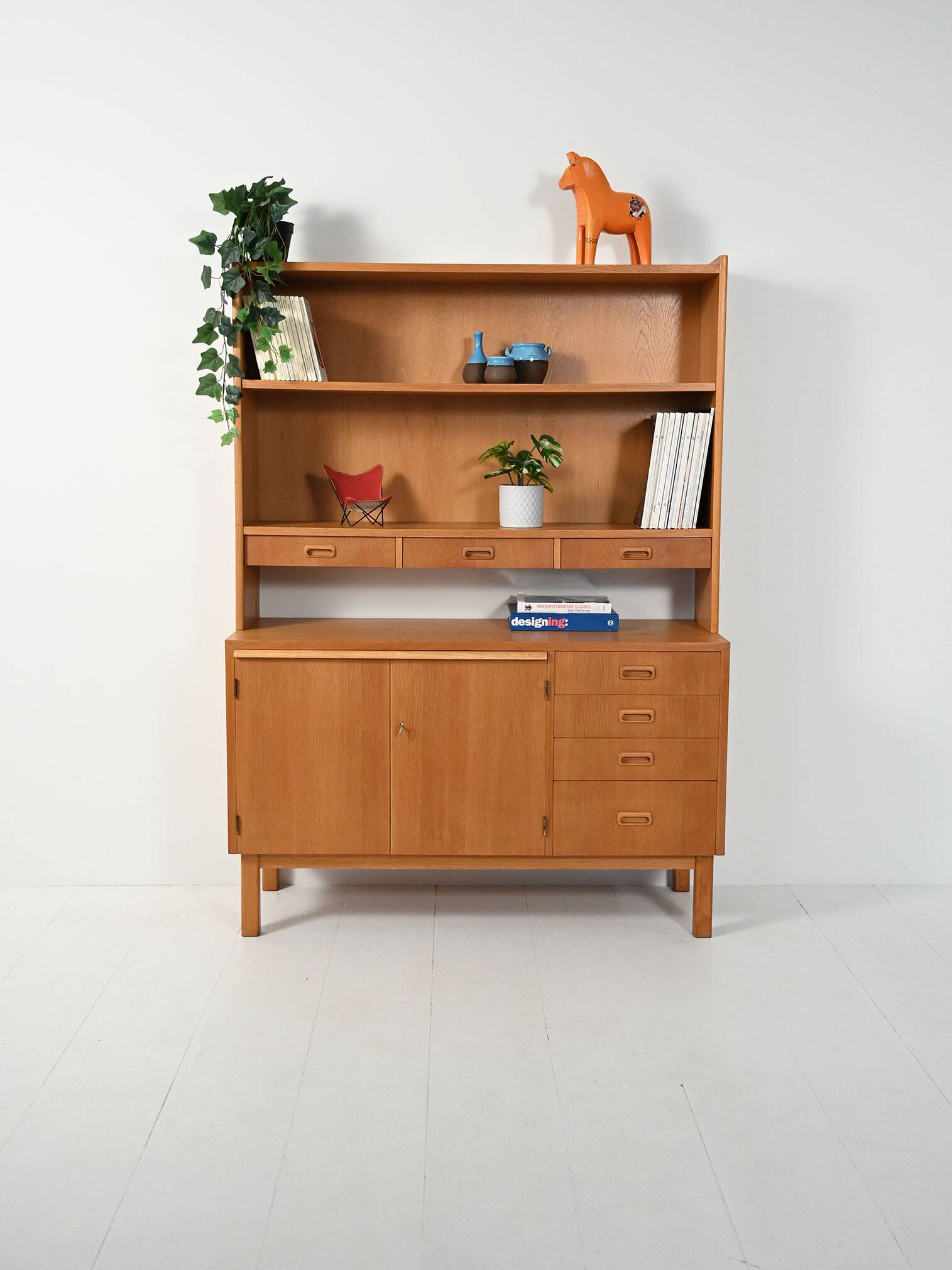 Oak sideboard-bookcase, 1960s