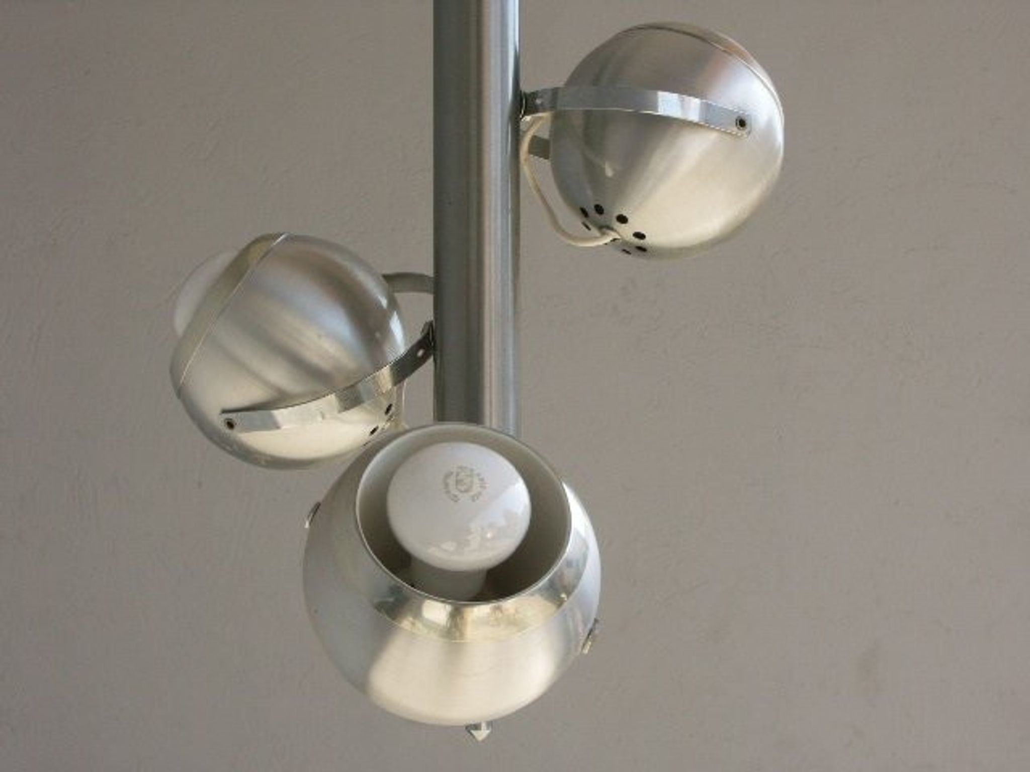 Lustre 1970 aluminium avec son applique