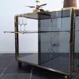 Bar Trolley in Brass & Smoked Glass by Mario Sabot, 1973