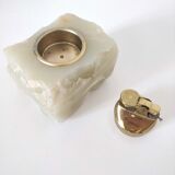 Briquet de table italien en albâtre et laiton