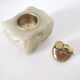 Italian table lighter in alabaster and brass