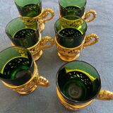 6 Moroccan style tea/coffee glasses with gold stand