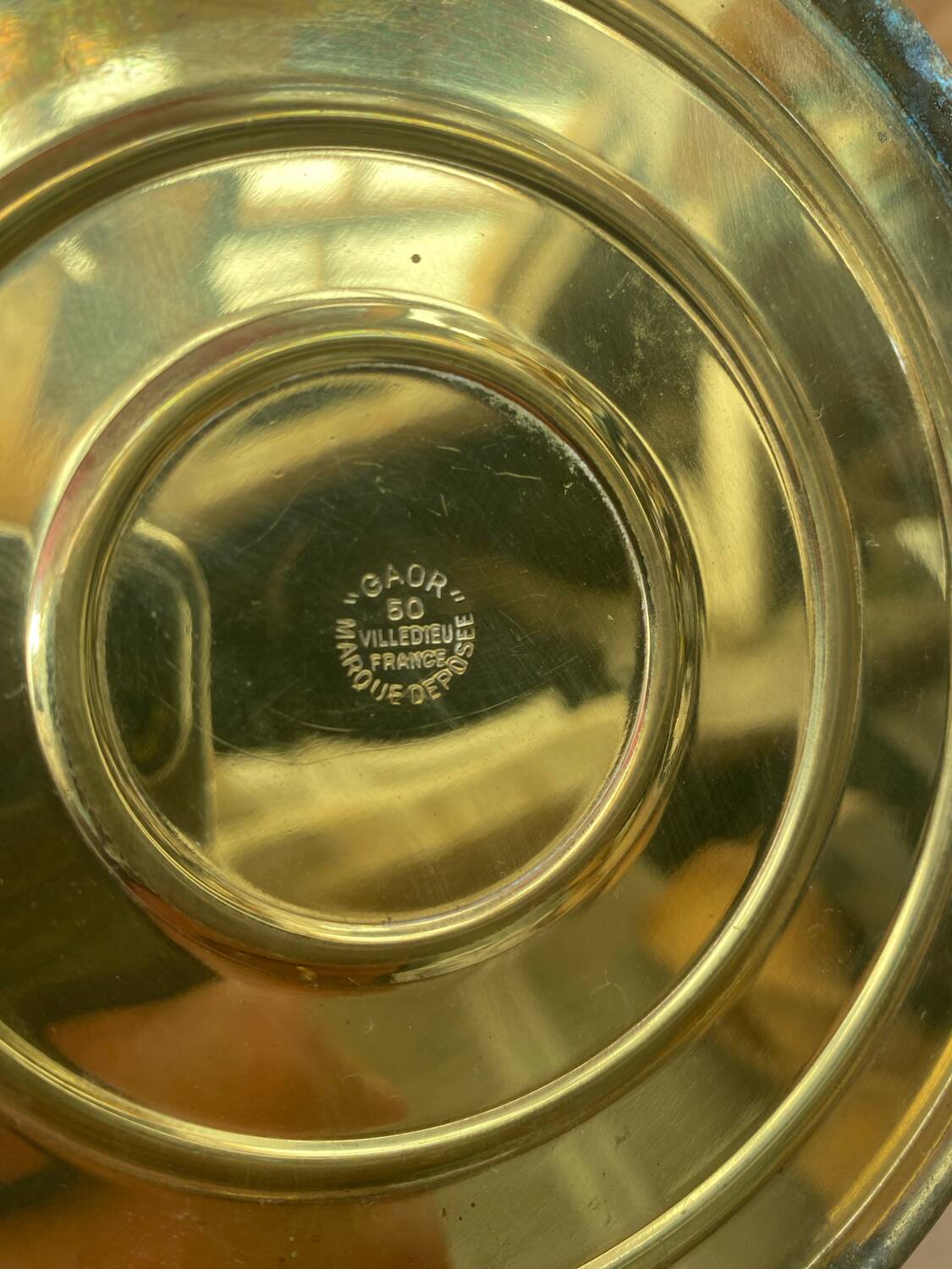 Antique gaor villedieu copper pitcher & brass handle vintage