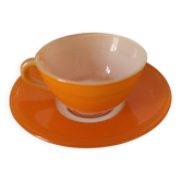 Tasse et soucoupe Duralex orange – design vintage années 70