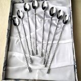 Coffret de 8 cuillères à mazagran , cocktail , glace en acier inoxydable