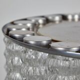 Glass and chrome chandelier