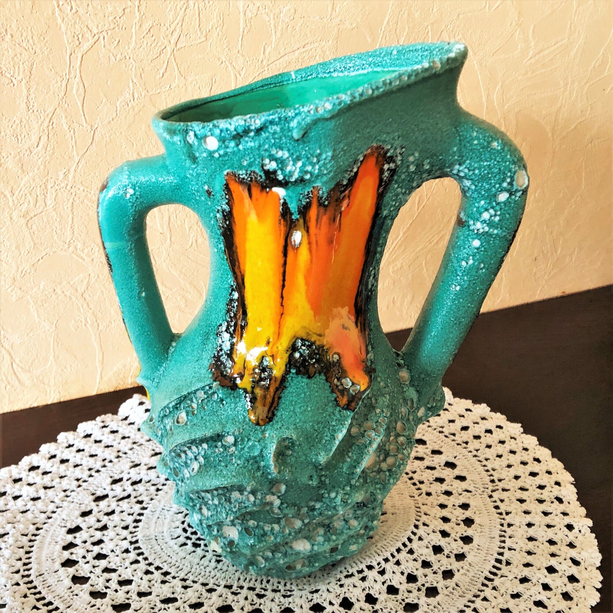 Vase 32 cm "écume de mer" Fat Lava Vallauris 1950