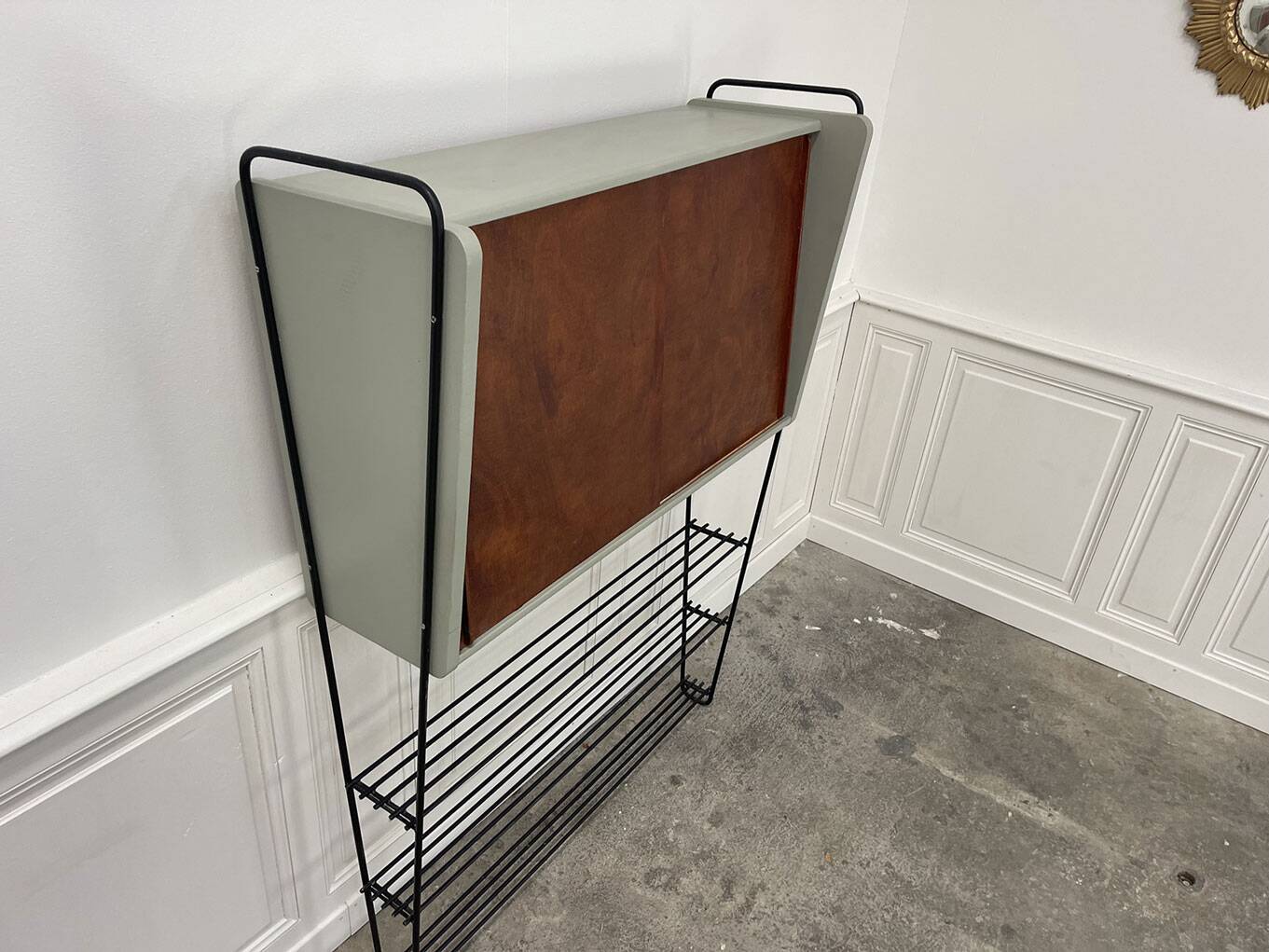Vintage shelf in metal and wood