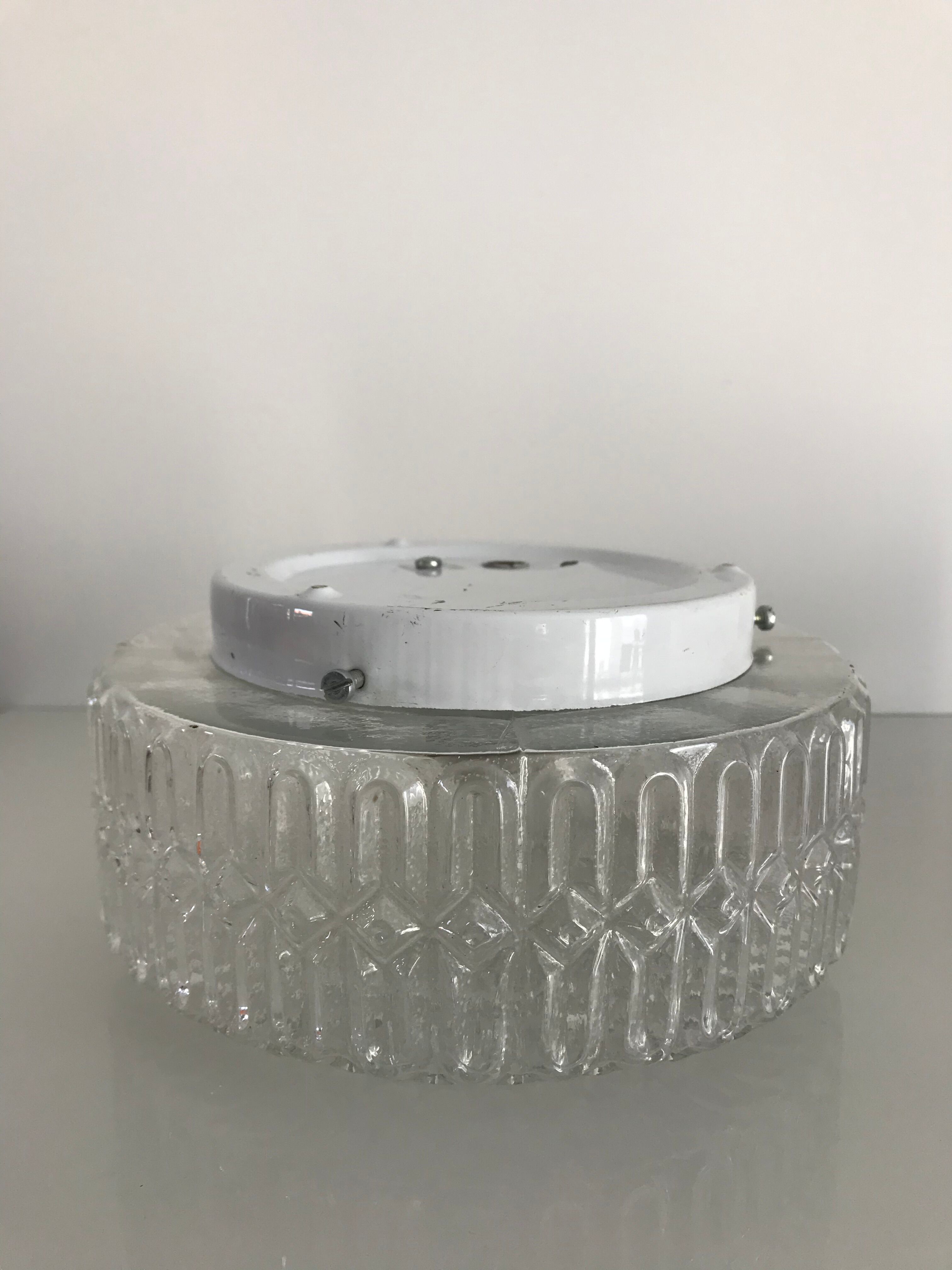 Round cast glass ceiling light