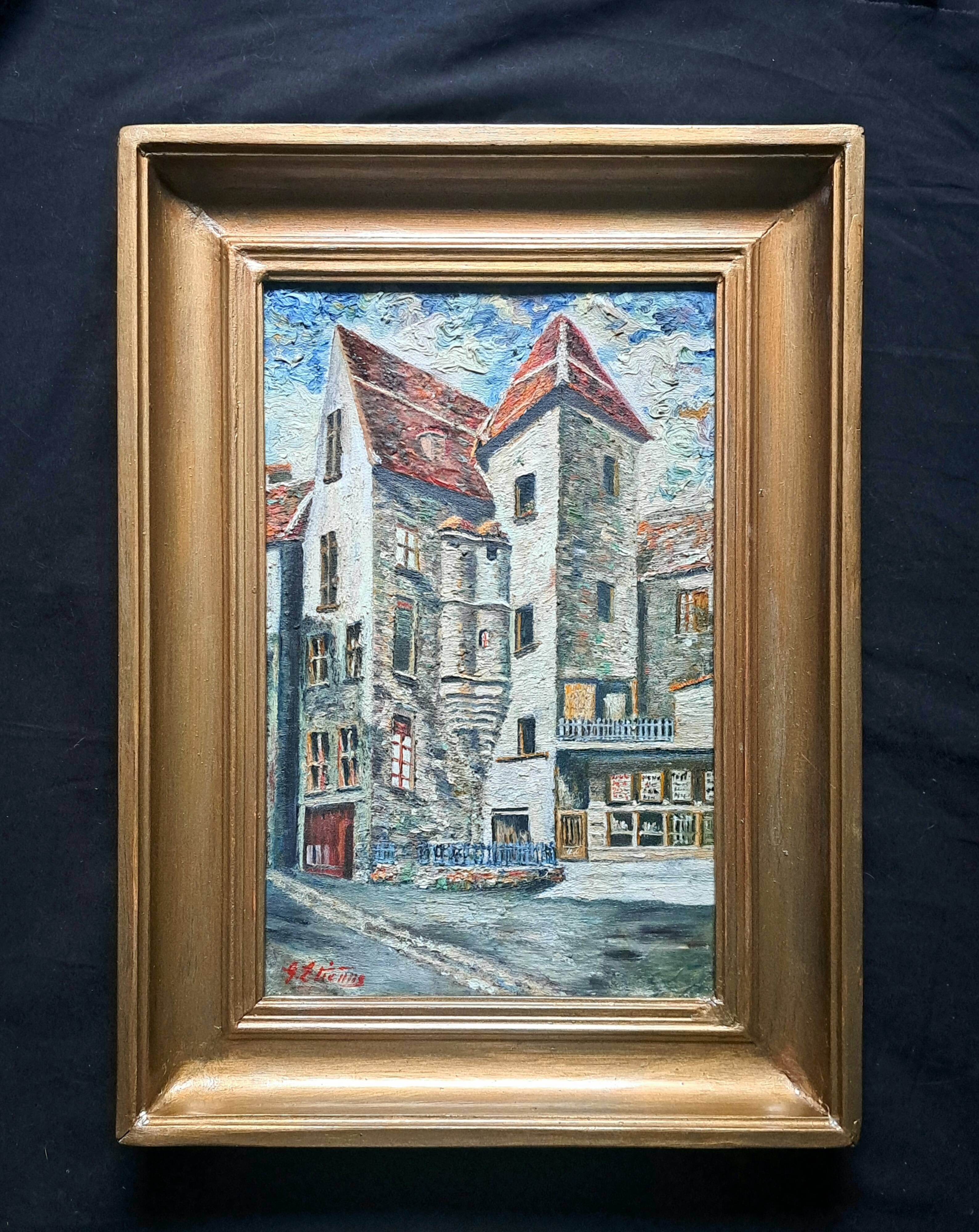 Impressionist painting signed oil on canvas hôtel vassal sarlat 19th c.