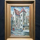 Impressionist painting signed oil on canvas hôtel vassal sarlat 19th c.
