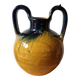 Pottery, jar, old jug in yellow and green glazed terracotta