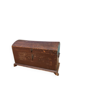 19th-century curved antique wooden chest