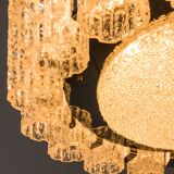 Murano glass chandelier with 17 frosted glass shades by Barovier and Tosso, Italy 1970s