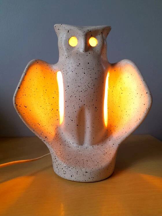 Owl lamp in ceramic 1970