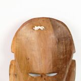 African Mask Hand Carved In Light Wood From West Africa