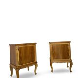 Tables de chevet italiennes en placage de noyer du milieu du siècle, années 1960.