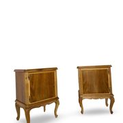 Tables de chevet italiennes en placage de noyer du milieu du siècle, années 1960.