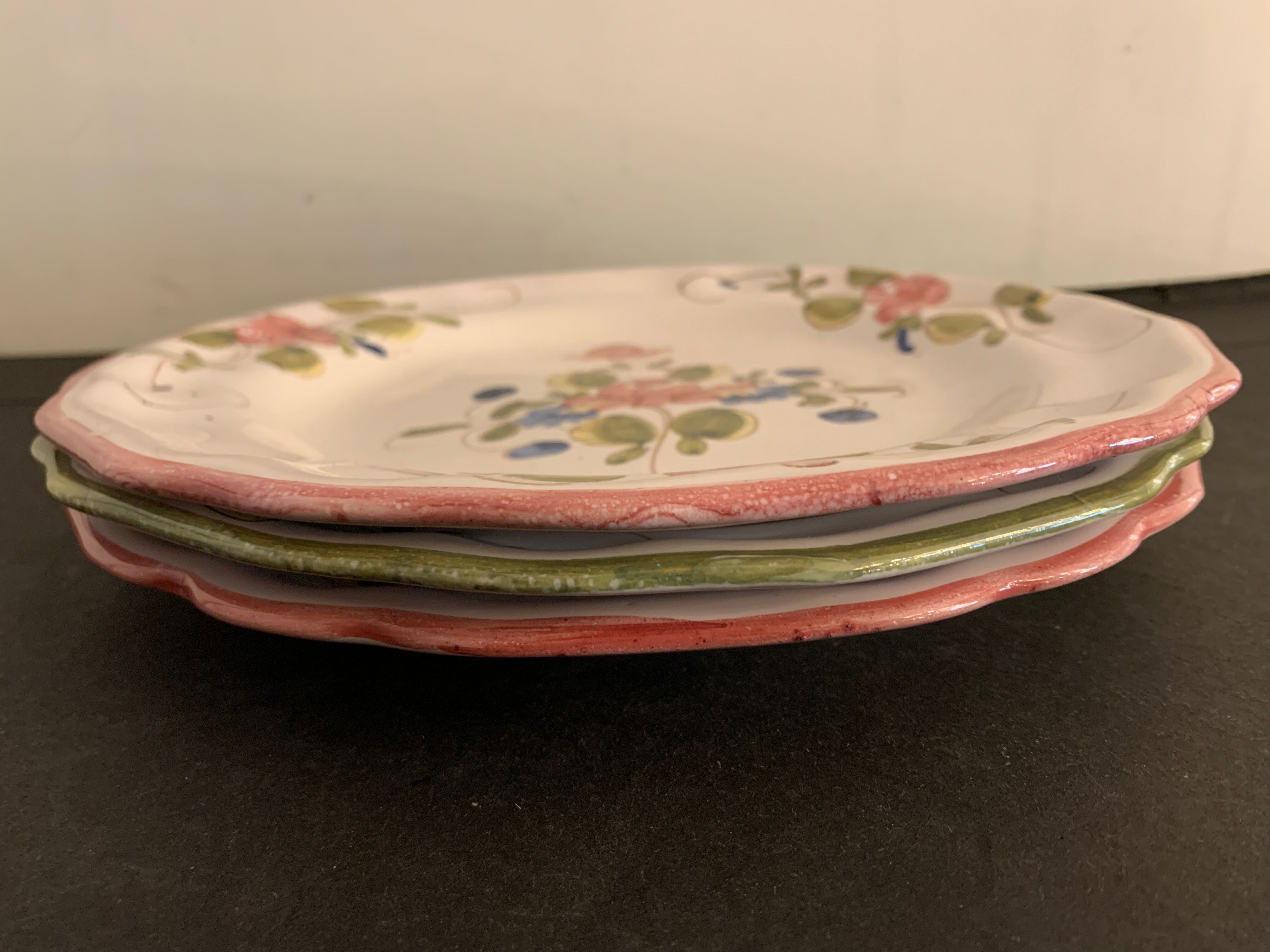 3 sweet pea plates, Samadet earthenware, 18th century