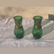 Paire de vases aux iris dore verre transparent vert et iris peint a la main art nouveau, collector