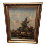 Cows Along The Water Arend Van De Pol, 1st Half Of The 20th Century