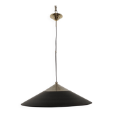 XXL marmorite black saucer pendant light by Stilnovo, Italy circa 1970.