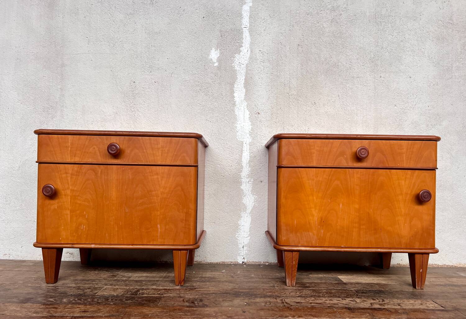 Deux table de nuit chevet bout de canapé vintage