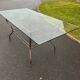 Rectangular table translucent glass top metal base vintage 1980