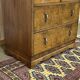 1950s English sideboard with drawers, Art Deco style, in walnut burl.