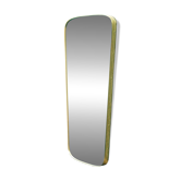 Rectangular Mirror Mid-Century Style Rounded Edges and Medium Embossed Brass Frame
