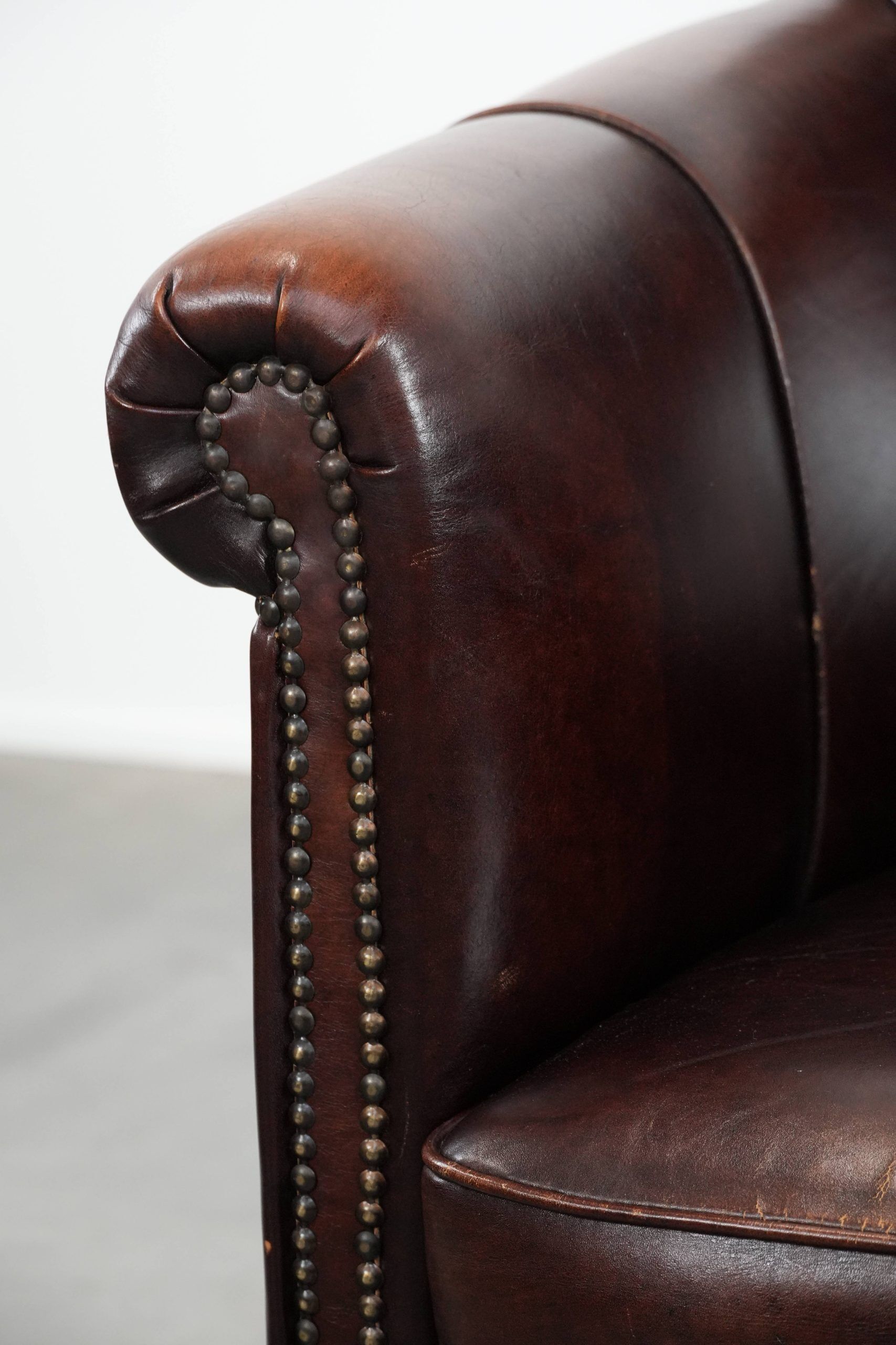 Characterful and comfortable cowhide leather armchair