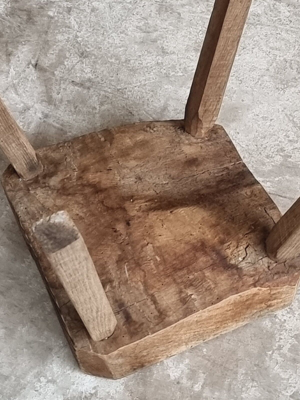 Antique stool rustic side table oak wood