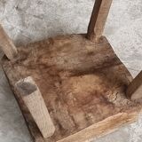 Antique stool rustic side table oak wood