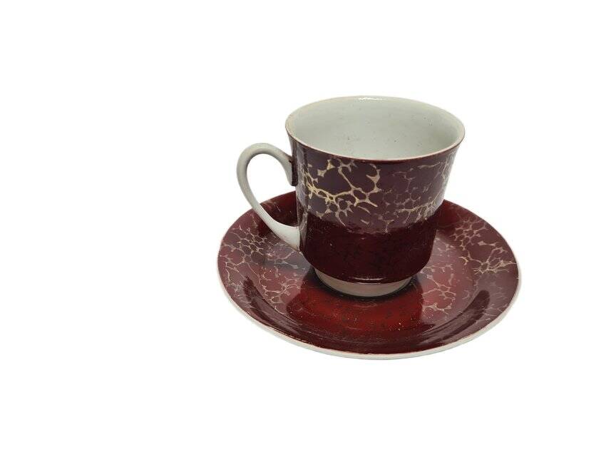 Vintage Polish cup and saucer from Wałbrzych Pottery, 1970s, set of 2